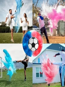 Gender Reveal Football, Blue & Pink, For Holiday Party - Blue Ball - View 3