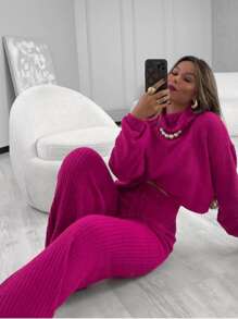Women Two-Piece Outfits - Rose Red - View 1