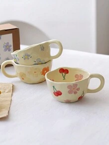 1个大容量耐高温ins风可爱手工揉捏不对称陶瓷咖啡杯马克杯花朵陶瓷杯咖啡杯抹茶茶杯燕麦杯小花朵早餐杯生日圣诞节万圣节复活节青年节居家办公室咖啡厅用礼物厨房饮具送男友/女友礼物返校可重复使用 - 彩色 - 查看 7