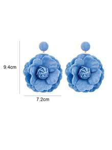1件优雅复古奢华蓝色布艺花朵耳环,时尚珠宝,女士礼物,适合情人节、约会、宴会、通勤、派对、生日、节日等场合(由于拍摄时的光线和角度,实际产品颜色可能与图片略有不同) - 耳環 - 查看 12