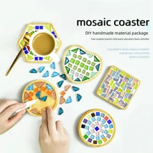 Wooden Round Coasters, Mosaic Coasters - Round & Square Coasters, Handmade Mosaic Crafts DIY Set, Affordable DIY Woodworking Gifts, Homemade Father's Day Gift,Crafts,Craft Kits,Crafts For Kids,Craft Supplies>Diy Crafts,Diy Sets,Craft Kit Wooden