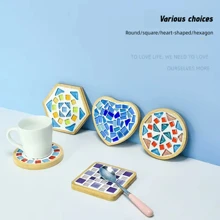 Wooden Round Coasters, Mosaic Coasters - Round & Square Coasters, Handmade Mosaic Crafts DIY Set, Affordable DIY Woodworking Gifts, Homemade Father's Day Gift,Crafts,Craft Kits,Crafts For Kids,Craft Supplies>Diy Crafts,Diy Sets,Craft Kit Wooden