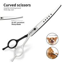 KIM JONG YI 7.5-Inch Professional Dog Grooming Scissors Set, Including Straight, Thinning, Curved And Chunker Scissors, 4pcs With Comb - Multicolor - View 4