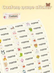 84pcs, Custom Cartoon Pattern Name Stickers, Personalized Labels Transparent Custom Name Stickers, Water Cup Stationery Transparent Name Stickers, Waterproof Personal Labels, Office School Stationery Scrapbook Stickers, Gift Labels, Party Supplies Labels - Transparent - View 1