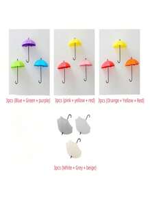 3pcs Umbrella Shaped Adhesive Hooks, Suitable For Organizing Various Small Items In Kitchen And Bathroom