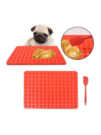 1 قطعة حصيرة سيليكون للحيوانات الأليفة لتقديم الطعام ببطء مع مجموعة من الكواشط