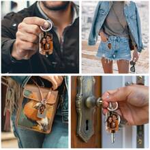 1个个性化钥匙扣，可定制照片钥匙扣，激光雕刻钥匙圈，宠物狗牌，送给男士、女士、情侣和男朋友的个性化礼物，母亲节和父亲节礼物 - 彩色 - 查看 9