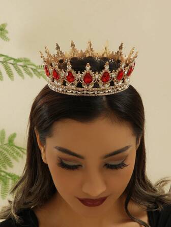 1pc/Women Rhinestone Decor Crown Design Luxury Headband, For Decoration, Used For Wedding Decoration, Party, Beauty Pageant, Adult Ceremony, Dance, Fashion Show, And Flower Decoration, Cake Decoration Luxury Headband, For Christmas Decoration