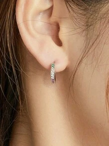 1 Pair Kids Pretty Cubic Zirconia Hoop Earrings For Girls Gifts For Daily Decoration For Party Jewelry Birthday Gift - 1# - View 5