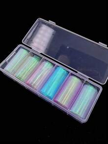 6pcs Nail Stickers, Holographic Gradient Lace, Honeycomb, Grid Fiber Pattern Full Nail Art Decals, DIY Nail Accessories Suitable For Women And Girls