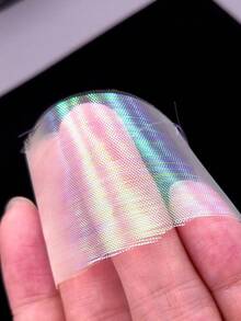 6pcs Nail Stickers, Holographic Gradient Lace, Honeycomb, Grid Fiber Pattern Full Nail Art Decals, DIY Nail Accessories Suitable For Women And Girls