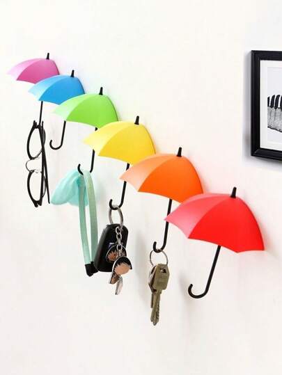 3pcs Umbrella Shaped Adhesive Hooks, Suitable For Organizing Various Small Items In Kitchen And Bathroom
