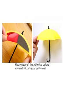 3pcs Umbrella Shaped Adhesive Hooks, Suitable For Organizing Various Small Items In Kitchen And Bathroom