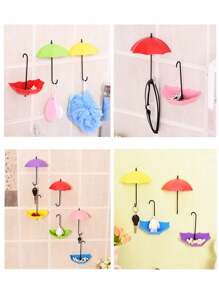 3pcs Umbrella Shaped Adhesive Hooks, Suitable For Organizing Various Small Items In Kitchen And Bathroom