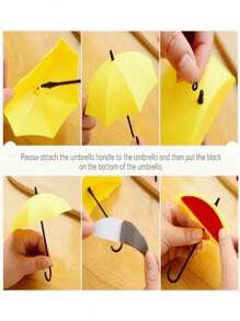 3pcs Umbrella Shaped Adhesive Hooks, Suitable For Organizing Various Small Items In Kitchen And Bathroom