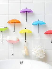 3pcs Umbrella Shaped Adhesive Hooks, Suitable For Organizing Various Small Items In Kitchen And Bathroom