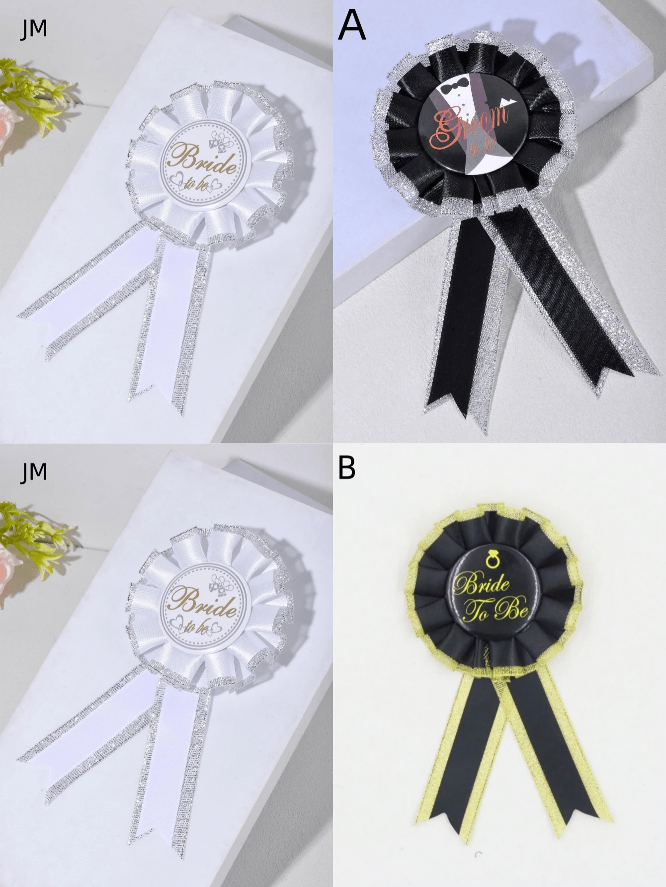 1pc Bridal Shower Party Badge, Simple Letter Graphic Fabric Party Badge For Wedding - Multicolor - View 1