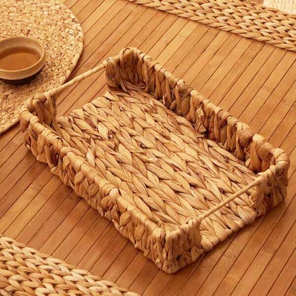 3pcs/1pc Woven Water Hyacinth Rectangular Storage Basket, Handmade Wicker Organizer Basket For Shelves, Bathroom, Tabletop, Living Room & More, Storage, Makeup Organizer, Organizer, Basket, Organization And Storage, Baskets, Room Organizing Storage, Storage, Storage Box, Bin, Hamper Gift Box, Basket For Gift, Hanging Cabinet, Home Decor Pink, Kitchen Accessories, Coastal Vibes Seagrass & Rattan Storage Baskets, Geometric Metal Frame Boho Baskets, Natural Mix Plant Pots For Beach House Decor