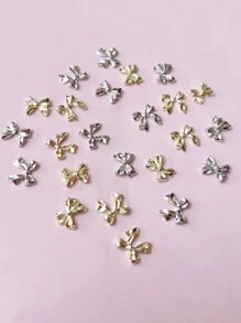 20pcs Nail Alloy Accessories 3D Gold/Silver Butterfly Metal Ribbon Bow Tie, Fashionable Decorative Nails Rhinestone Jewelry, Nail Art Accessories Nail Salon Nail Decoration DIY Handmade Nail Products - Multicolor - View 5