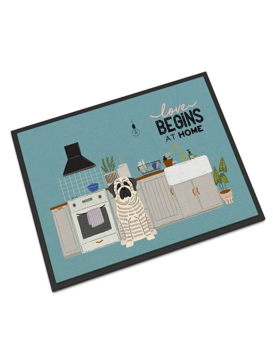 Carolines Treasures CK7720MAT 18 X 27 In. White Mastiff Brindle Kitchen Scene Indoor Or Outdoor Mat - trắng - Xem 1