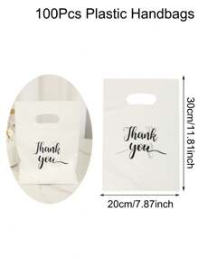 100pcs Solid Color Thank You Plastic Gift Bags, Reusable Plastic Bags Perfect For Jewelry, Clothing, Packaging, Gift And Shopping, Back To School Valentine Day