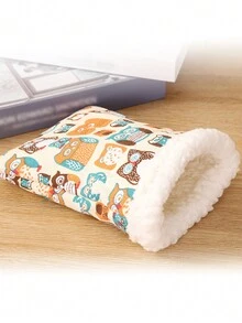 1 件卡通图案毛绒仓鼠睡袋，带柔软衬垫，口袋设计，耐咬，适合仓鼠、刺猬等小型宠物 - 彩色 - 查看 7