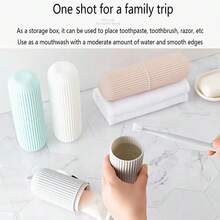 1入/4入組旅行牙刷盒，攜帶式洗漱杯，刷牙漱口杯套裝，大型牙膏管，牙科工具收納盒 - 彩色 - 查看 2