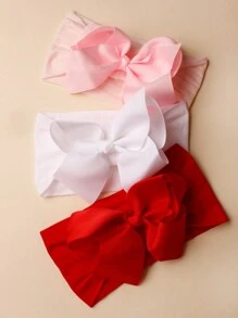 Set de 3 diademas elásticas de nailon de unicolor, suaves y lindas para bebés, adecuado para uso diario y el Día de San Valentín
