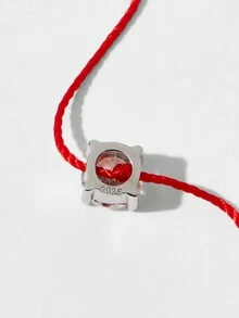 1 Máy Tính Đơn Giản Và Thời Trang Bạc 925 Nhân Tạo Đính Đá Cubic Zirconia Được Làm Thủ Công Dây Màu Đỏ Vòng Tay, Quà Tặng Của Phụ Nữ - Đỏ - Xem 3