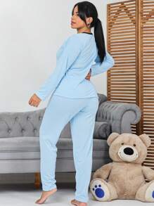Women Pajama Sets - Màu xanh nhạt - Xem 3