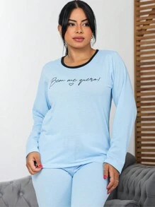 Women Pajama Sets - Màu xanh nhạt - Xem 5