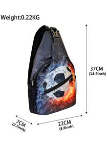 Bolsa de hombro ligera estilo bandolera con diseño de fútbol de caricatura, mochila deportiva, día de mochilero para niños, adolescentes, niños y niñas
