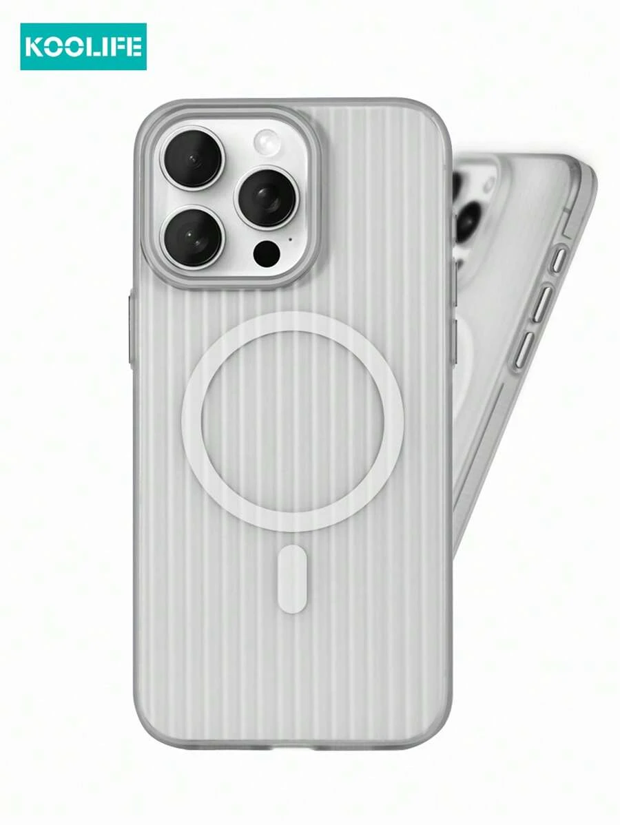 Koolife 1入組強磁吸瓦楞冰皮手感純PC材質防摔防指紋防黃全包式手機保護殼，適用於蘋果iPhone 12/12Pro/12ProMax/13/13Pro/13Plus/13ProMax/14/14Plus/14Pro/14ProMax/15/15Plus/15ProMax/5Pro