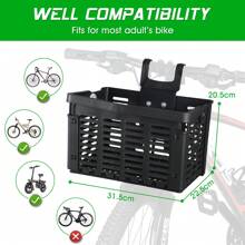 1個WEST BIKING折疊自行車籃，快速拆卸單車前後架籃，手提購物籃，自行車配件 - 黑色 - 查看 3