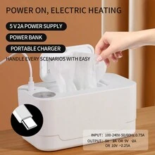 1 件 USB 供电 5V 10W 婴儿湿巾加热器，3 种温度设置 55-65°C，恒温加热 - 粉色 - 查看 1