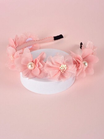 1pc Girls' New Floral Headband, Sweet & Adorable, New Year 2026