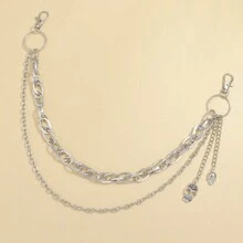 1pc Punk Versatile Skull Metallic Decor Women Street Fashion Double Layer Waist Chain Accessory Summer, School Fall, Autumn, Halloween