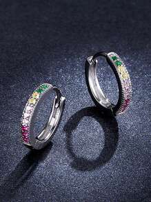 1 Pair Kids Pretty Cubic Zirconia Hoop Earrings For Girls Gifts For Daily Decoration For Party Jewelry Birthday Gift - 1# - View 7