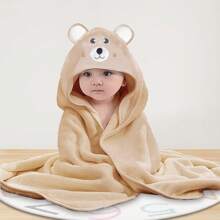 1 pieza Bata de baño con capucha y bordado de dibujos animados para bebé, regalo de Halloween, apta para el baño, el hogar y uso al aire libre: se puede usar como manta, manta y bata de baño