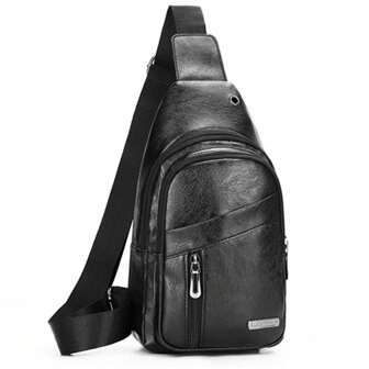 Men's PU Soft Leather Chest Bag, Simple Shoulder Bag, Waterproof Casual Business Crossbody Bag, With Earphone Hole Students Commute Practical Sling Bag For Man Man Bag Cross Body Bag Side Bag Back To School School Supplies Fall Messenger Bag Bag For Man Cylinder Bag Old Money Halloween Christmas Gifts For Men Scream Men Bag Bag For Men Winter Thanksgiving Travel Purse Holiday Storage Bag Bum Bag Belt Bag Rider Bag Fanny Pack