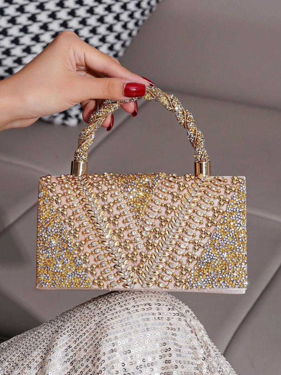Bolso de embrague decorativo con adornos de rhinestone para la noche, estilo europeo y americano, bolso de fiesta para mujer, bolso de noche glamoroso con rhinestones