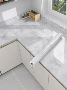 1 pieza Adhesivo autoadhesivo impermeable y resistente al aceite con patrón de mármol para decorar la cocina, pegatinas, vinilos decorativos para el hogar, artículos de decoración de primavera para renovar tu hogar, pegatinas de decoración Rama - Celeste - Ver 14