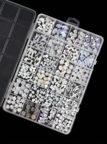 用一盒 24 件树脂白色系列美甲配件升级您的美甲艺术，这些配件具有各种图案，适合作为女性节日的礼物美甲用品指甲指甲饰指甲宝石 - 白色 - 查看 5