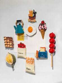 Imanes de nevera en modelo 3D de alimentos con diseño de bolsa de pan de dibujos animados, etiqueta magnética de nevera de mensaje de regalos de sostenedor de foto de la cocina