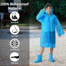 2 Piezas impermeable COLOR AL AZAR Poncho de Lluvia para Niños, Poncho de Lluvia Impermeable, Chubasqueros Impermeable para Niños, Reutilizable EVA Ponchos Impermeables para Niños y Niñas de 6 a 13 años - Amarillo - Ver 3