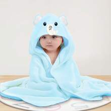 1 pieza Bata de baño con capucha y bordado de dibujos animados para bebé, regalo de Halloween, apta para el baño, el hogar y uso al aire libre: se puede usar como manta, manta y bata de baño