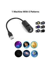 1pc Mini USB Moon Projector LED Earth And Galaxy Lamp For Home Atmosphere Lighting, Room Decoration, Wall Gift, Night Light - Black - View 12