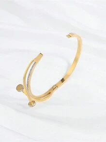 Ein französisch angehauchtes luxuriöses Nagelarmband, modisches, vielseitiges Edelstahlarmband mit Strasssteinen, geeignet für den täglichen Gebrauch