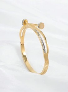Ein französisch angehauchtes luxuriöses Nagelarmband, modisches, vielseitiges Edelstahlarmband mit Strasssteinen, geeignet für den täglichen Gebrauch