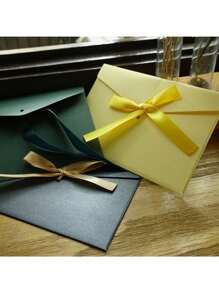 10 peças Envelope de Papel Especial Criativo e Colorido com Laço Grosso Grande e Brilho de Pérola